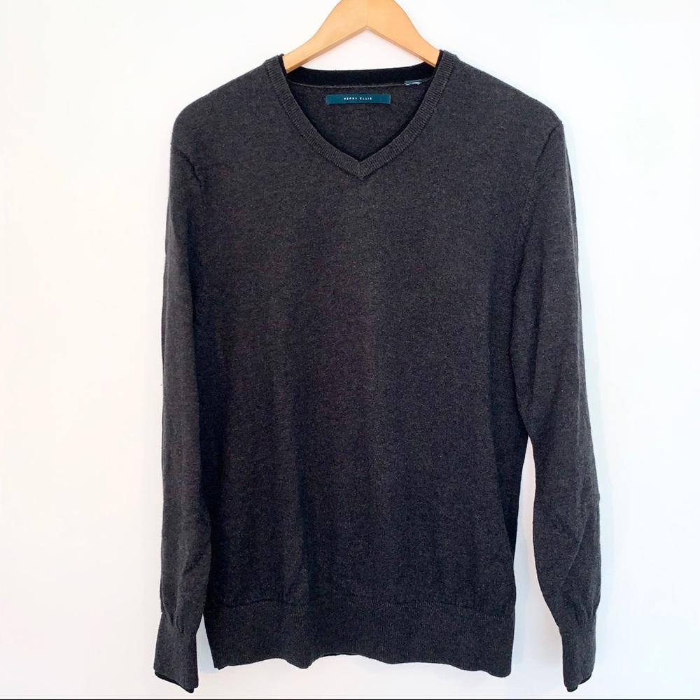 Men’s Perry Ellis Layered Vneck Black Sweater L